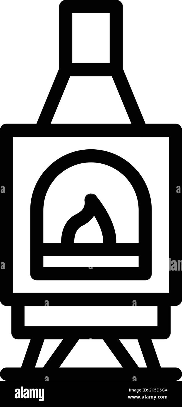 Mantel furnace icon outline vector. Gas burning. Stove heater Stock Vector