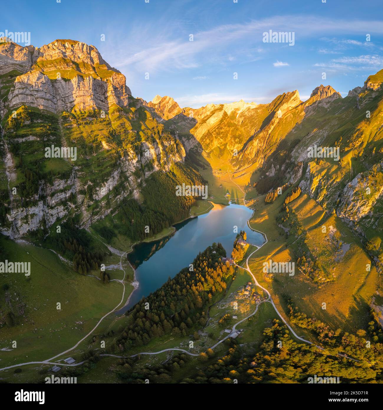 View Of Seealpsee And The Surrounding Mountains At Sunrise Canton Of View Of Seealpsee And The Surrounding Mountains At Sunrise Canton Of