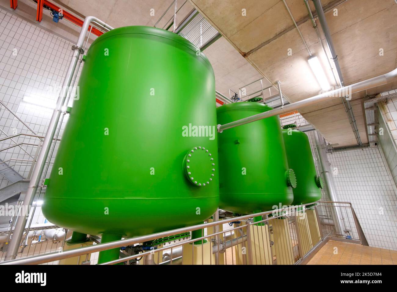 Sand filter in a drinking water treatment plant, Rhineland-Palatinate, Germany Stock Photo
