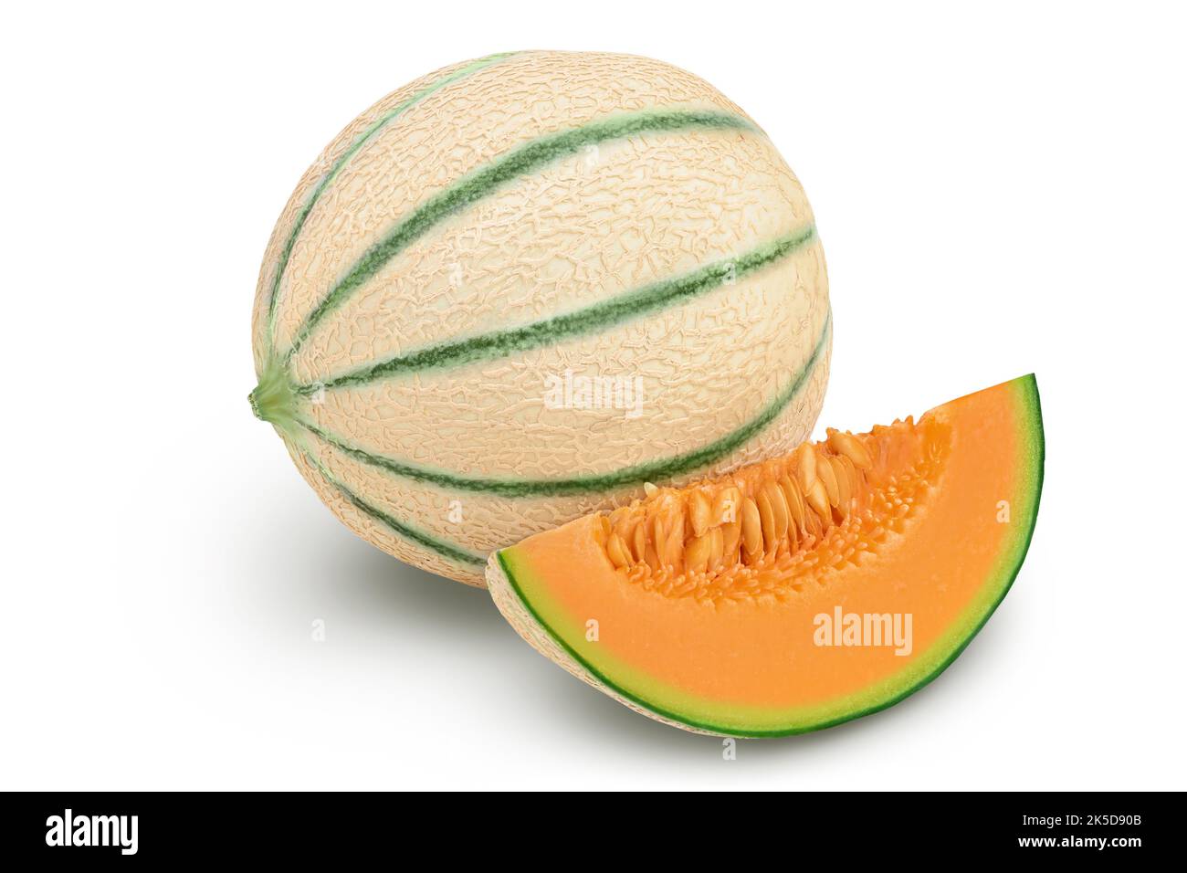 Cantaloupe melon isolated on white background with full depth of field