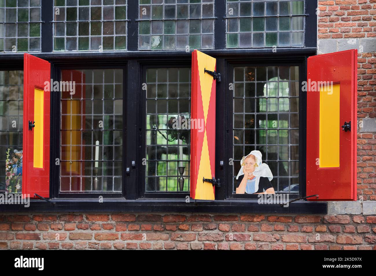 Window with shutters, Veere, Walcheren, Zeeland, Netherlands Stock