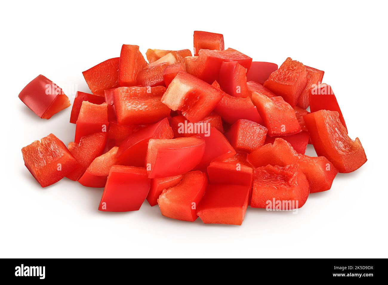 diced of red sweet bell pepper isolated on white background Stock Photo