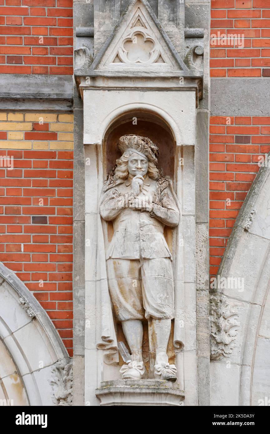 Rijksmuseum, statue on the facade, Museumplein, Amsterdam, North Holland, Netherlands Stock Photo