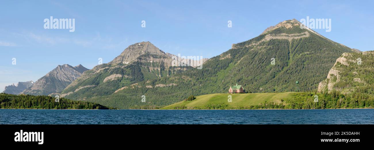 Middle Waterton Lake and Prince of Wales Hotel, Waterton Lakes National