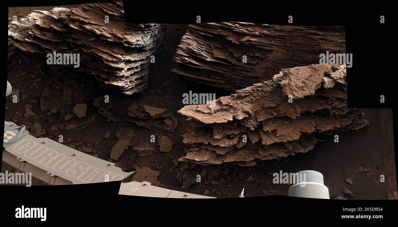Ancient Stream Bed Rounded Rocks Curiosity rover captured a mosaic of layered, flaky rocks in a location ...