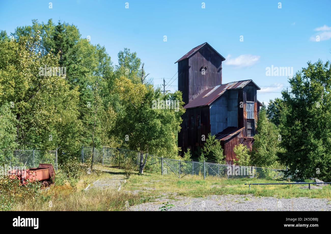 Townside Head frame as Site Number one along the Heritage Silver Trail, in Cobalt Mining District National Historic Site of Canada. Stock Photo