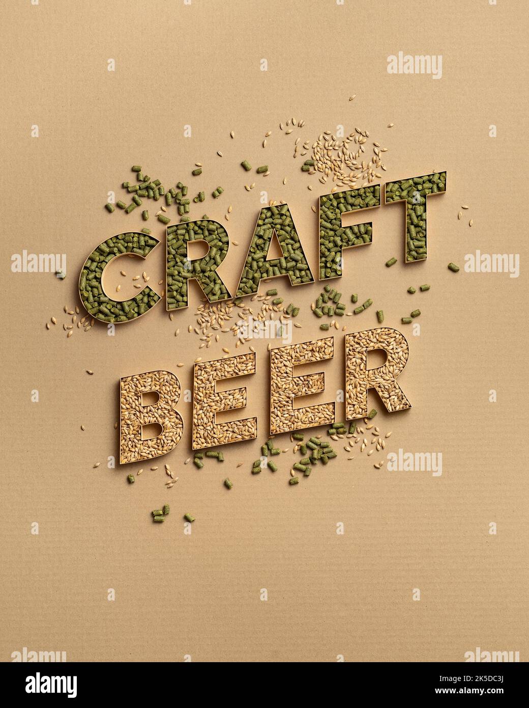 Poster with the typography Craft beer made from hops and malt on a