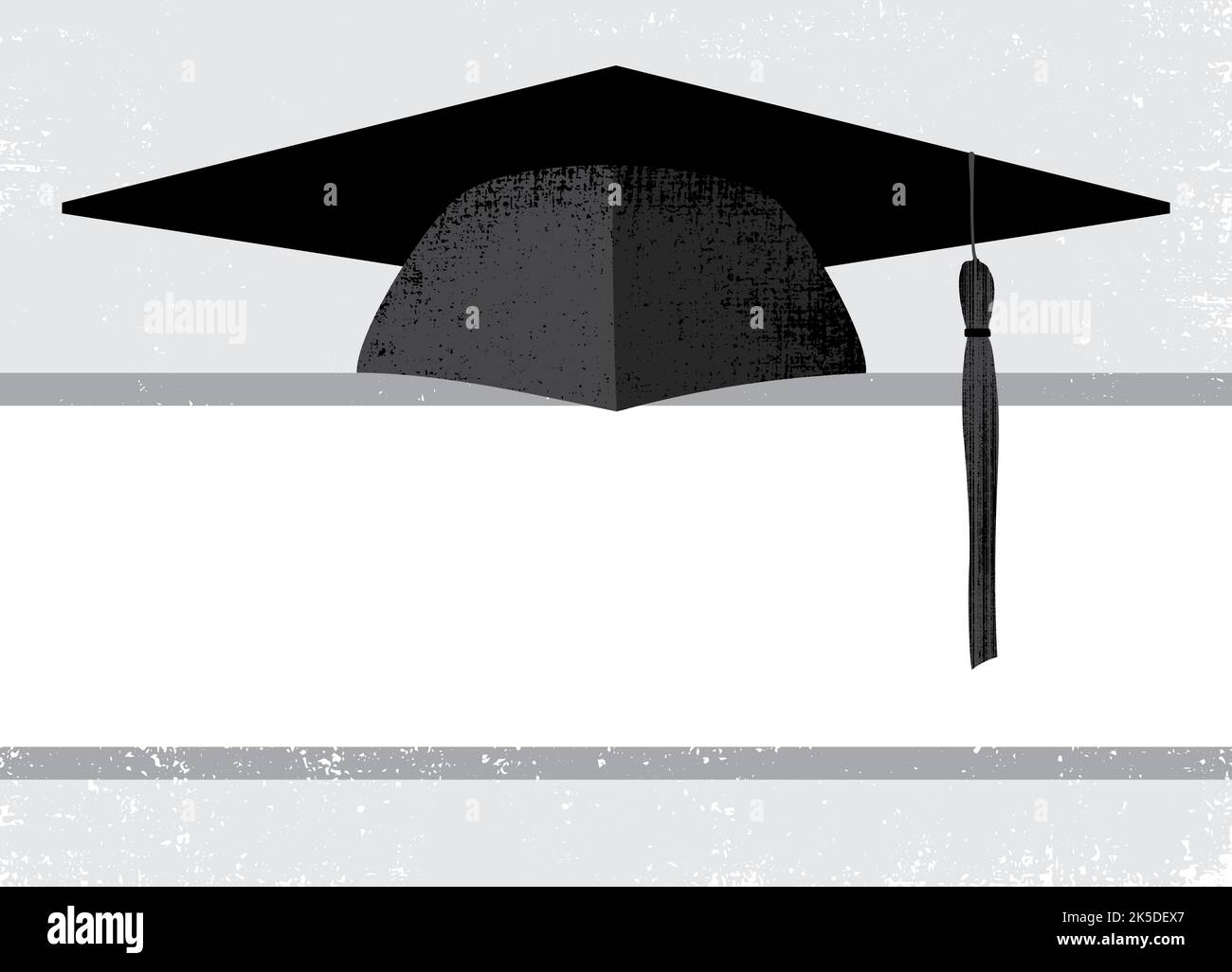 A graduation cap and copy space, in a cut paper style with textures