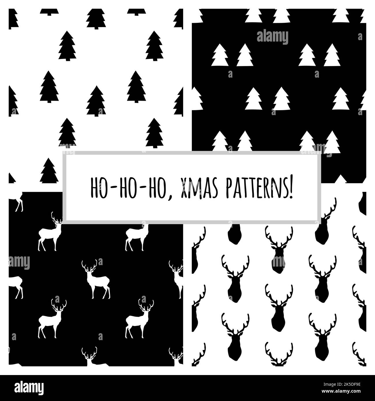Snowflake seamless pattern. Christmas wrapping paper. Holiday hand drawn  geometric repeat simple ornate. Snow vector silhouette elements.  Scandinavian nordic design for print backdrop card, textile. Stock Vector
