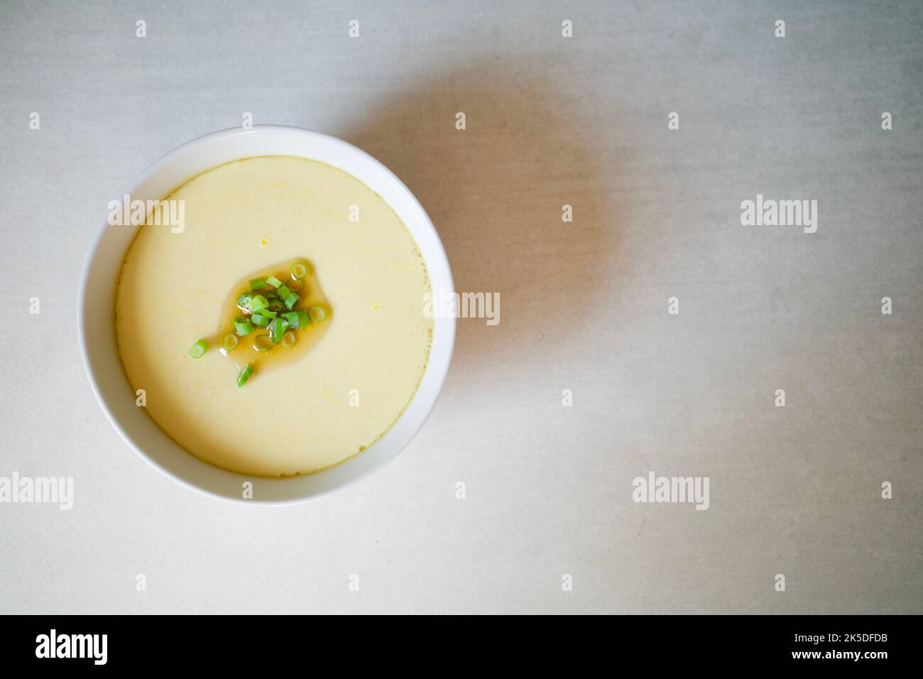 Steamed eggs. It’s a common homemade cuisine in many Asian countries like China, Taiwan, and Japan. Stock Photo