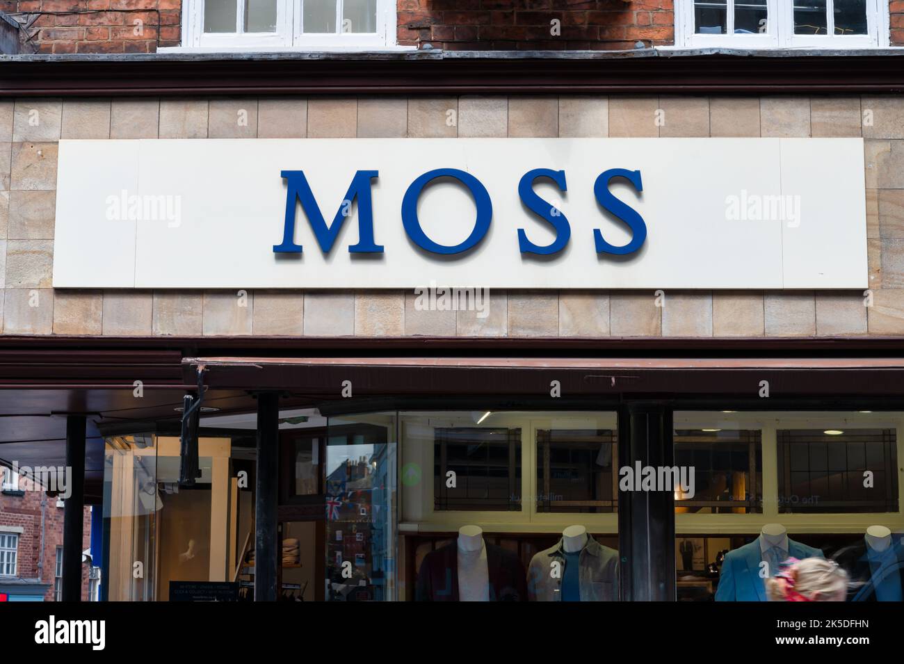 Shrewsbury, UK July 14, 2022 Shrewsbury The front of Moss clothing