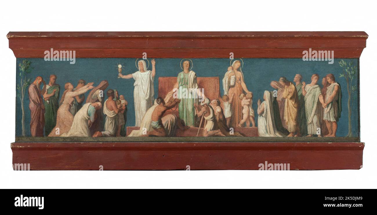 Esquisse pour l'&#xe9;glise Saint-Vincent-de-Paul : Les trois Vertus th&#xe9;ologales, c.1848. The three theological virtues: faith, hope, and charity. Stock Photo