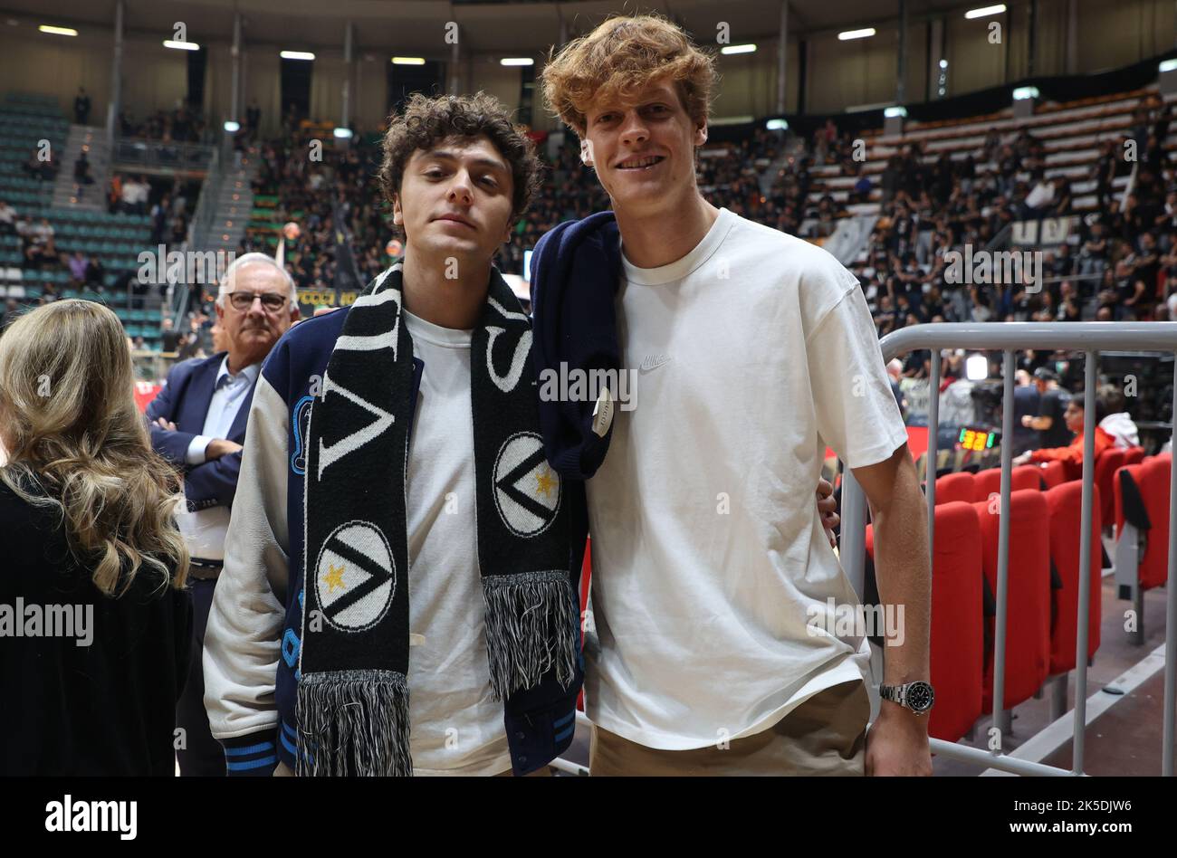 Bologna, Italy. 07th Oct, 2022. tennis player Jannick Sinner during the Euroleague basketball championship match Segafredo Virtus Bologna Vs. AS Monaco - Bologna, October 7, 2022 at Paladozza sport palace Credit: Independent Photo Agency/Alamy Live News Stock Photo