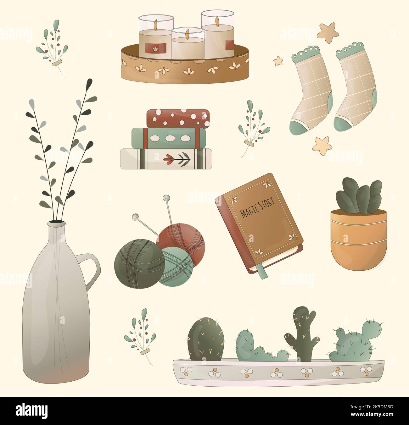 Cute autumn scrapbook bundle, cozy fall icons or stickers Stock Photo ...