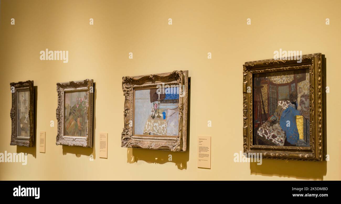 A Taste for Impressionism exhibition at Scottish national Gallery, Edinburgh, Scotland with a gallery of impressionist paintings Stock Photo