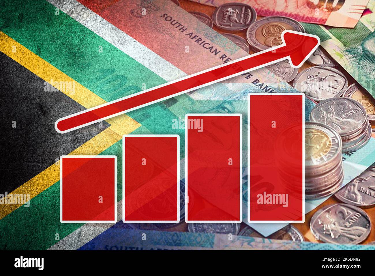 Economy Chart Upward Arrow South African Flag And South African Rand economy-chart-upward-arrow-south-african-flag-and-south-african-rand