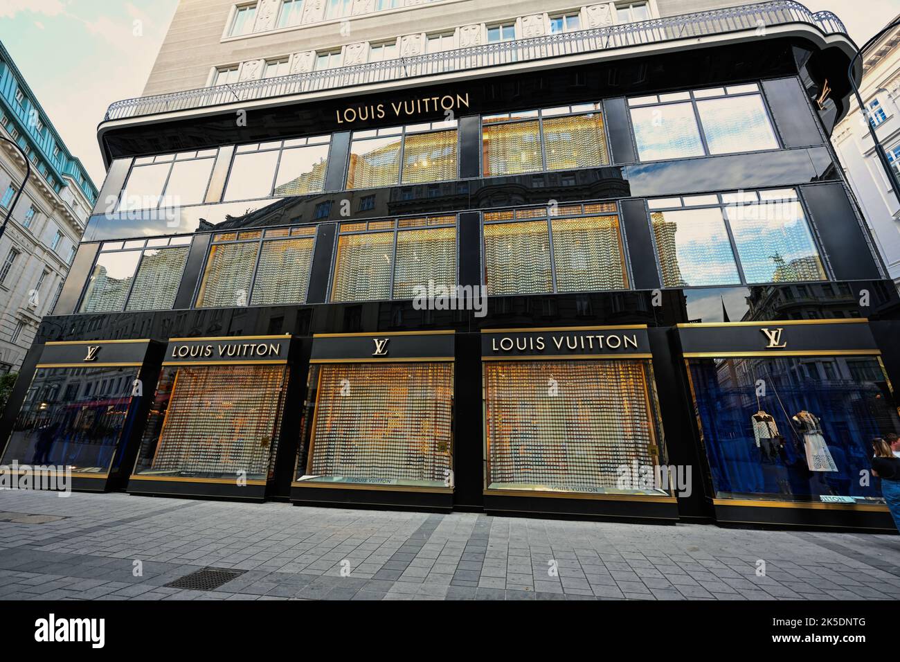 Louis vuitton shop sign window vienna austria hi-res stock