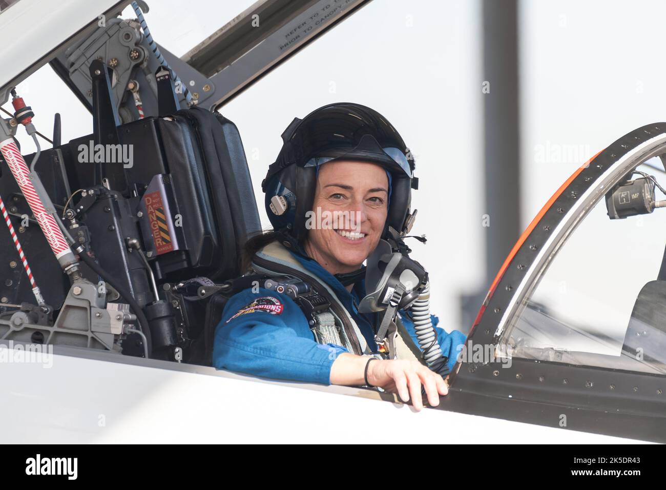 Houston, United States of America. 15 November, 2018. NASA astronaut Nicole Mann, sits in a Northrop T-38 Talon supersonic jet trainer during Commercial Crew Program astronaut training at the Johnson Space Center, November 15, 2018 in Houston, Texas. Mann is the first Native American and first woman to command a NASA mission in space.  Credit: James Blair/NASA/Alamy Live News Stock Photo