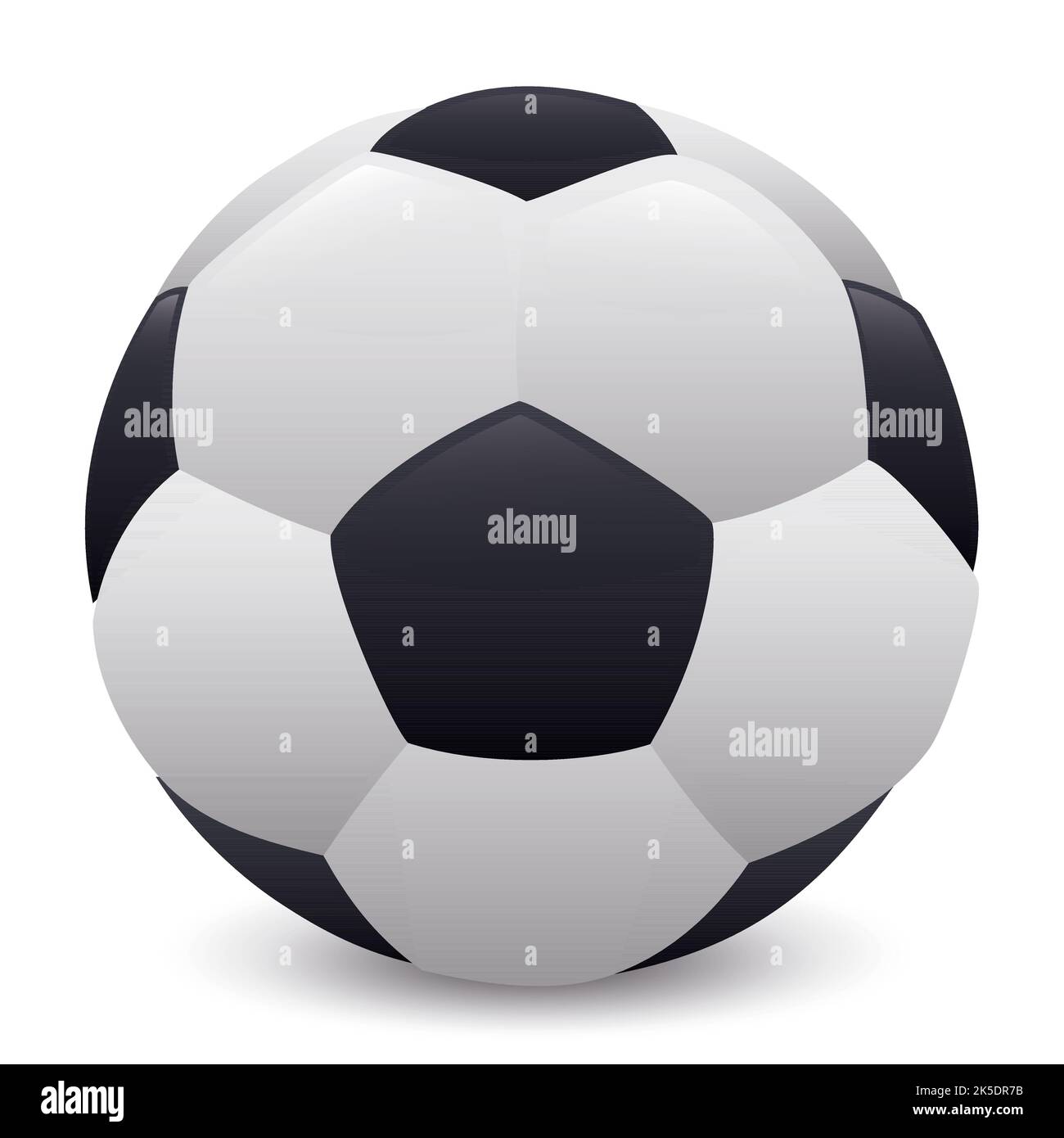 Realistic soccer ball in black and white colors. Design in gradient