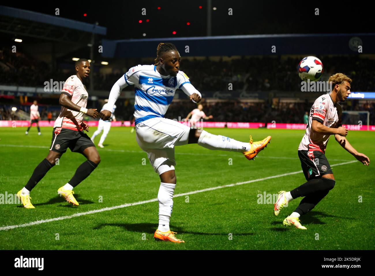 Queens Park Rangers's Osman Kakay clears the ball during the Sky Bet
