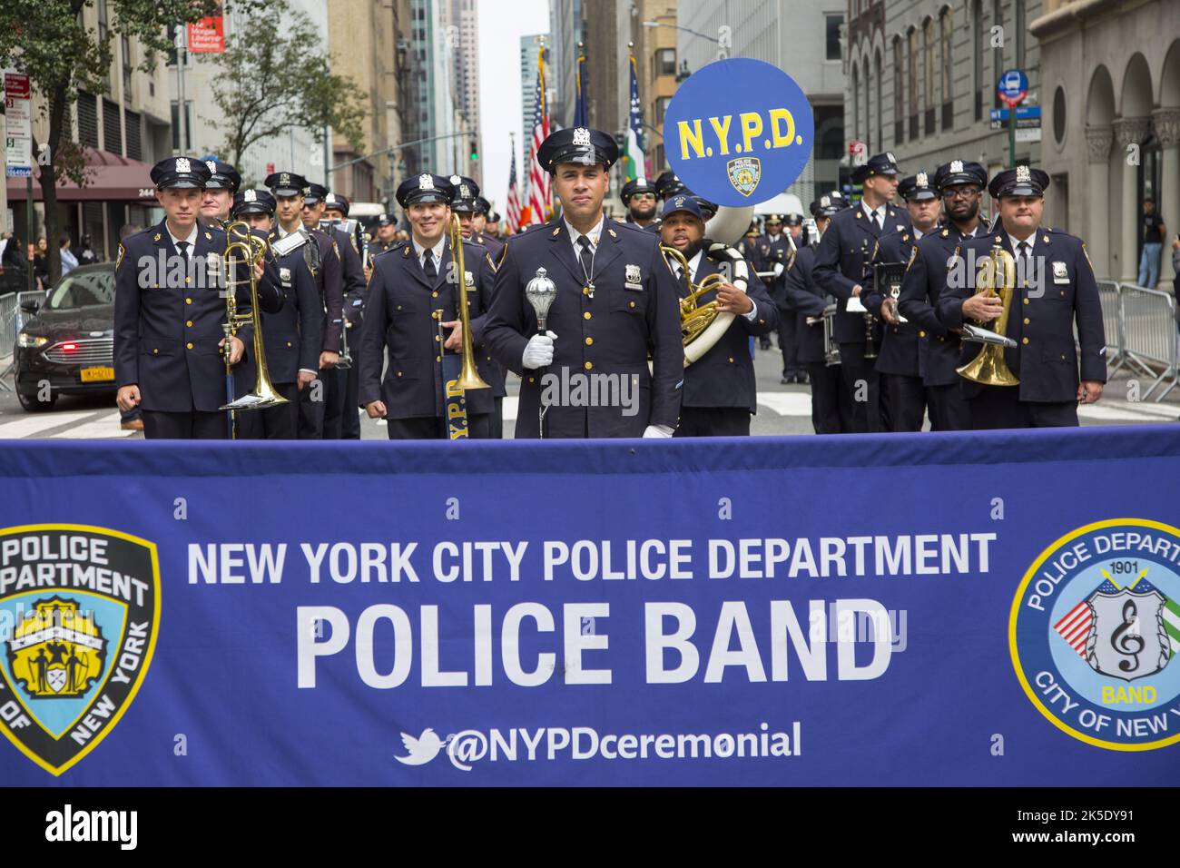 New York City Police Department Marching Band leads the American Muslim