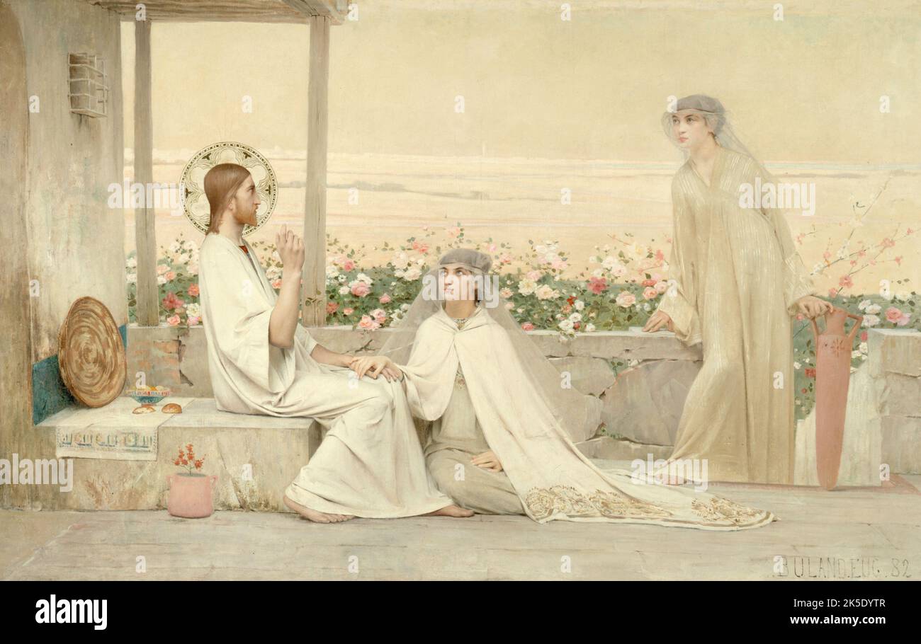 Le Christ chez Marthe et Marie, 1882. Christ at the home of Martha and Mary. Stock Photo