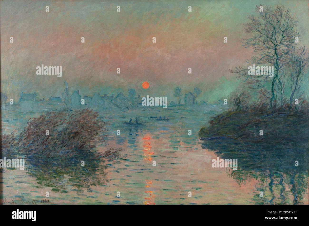 Sunset on the seine at lavacourt hi-res stock photography and