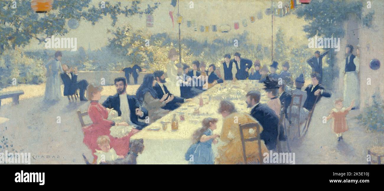 Esquisse pour la salle des mariages de la mairie du 14&#xe8;me : Repas nuptial, 1889. Wedding feast. Stock Photo
