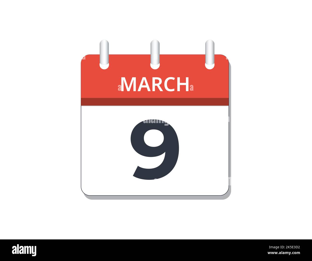 March, 9th calendar icon vector. Concept of schedule, business and tasks Stock Vector Image