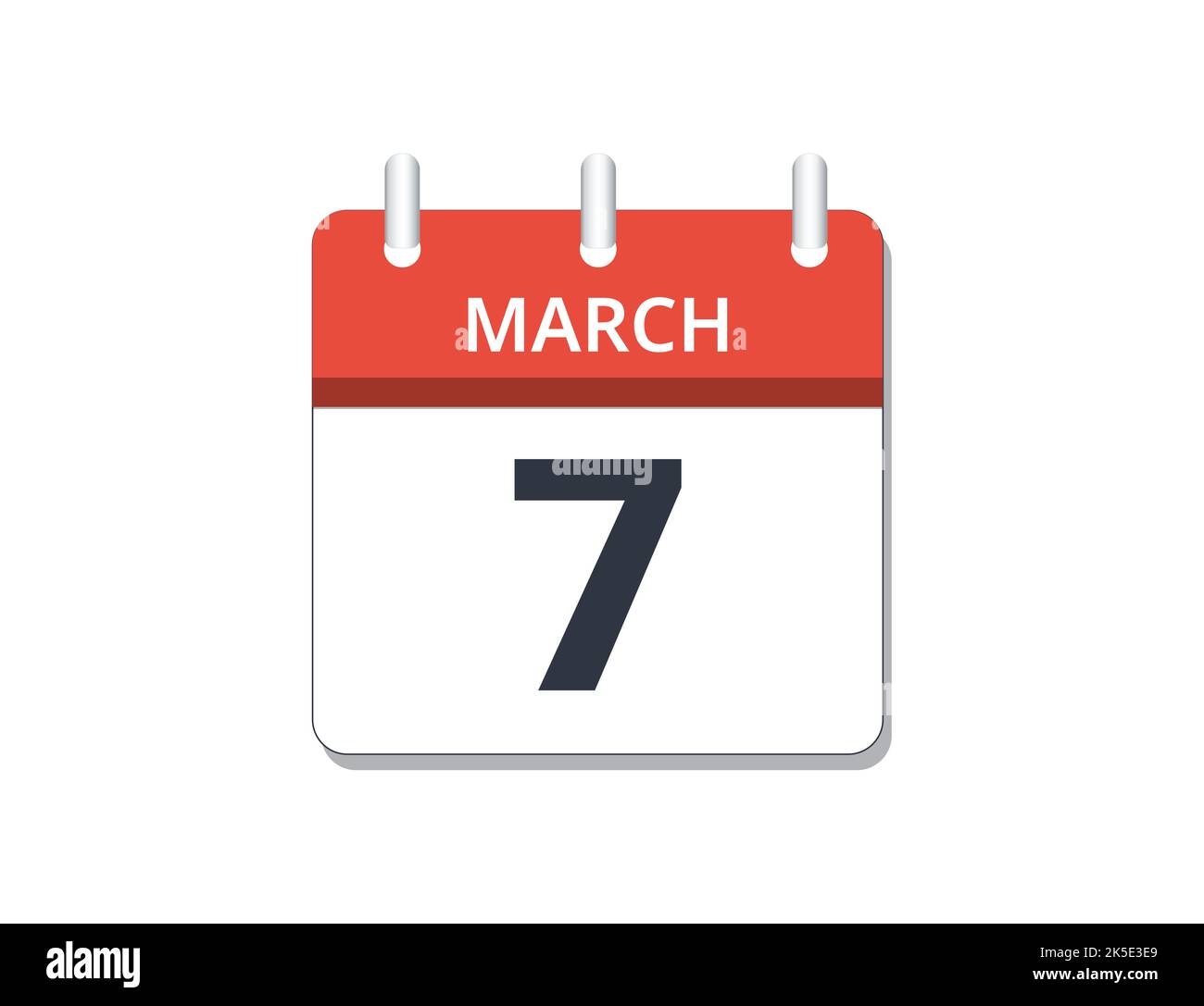 March, 7th calendar icon vector. Concept of schedule, business and tasks Stock Vector