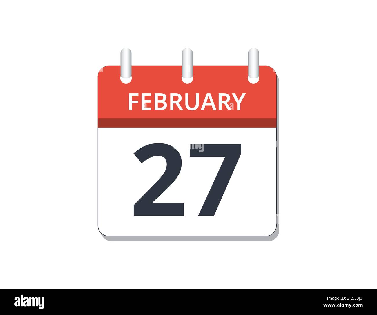 February, 27th calendar icon vector, concept of schedule, business and tasks Stock Vector