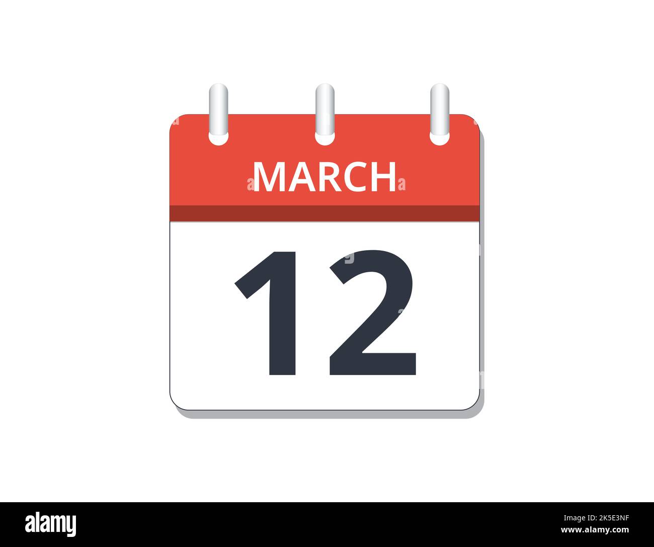 March, 12th calendar icon vector. Concept of schedule, business and tasks Stock Vector