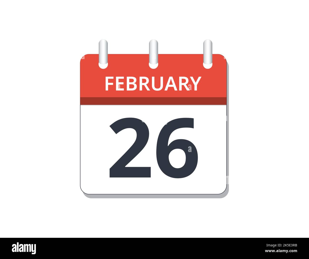 February, 26th calendar icon vector, concept of schedule, business and