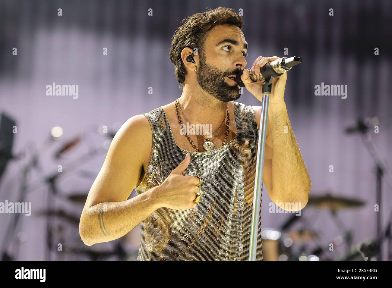 Assago, Italy. 07th Oct, 2022. Marco Mengoni performs live on stage at Mediolanum Forum in Assago. Credit: SOPA Images Limited/Alamy Live News Stock Photo