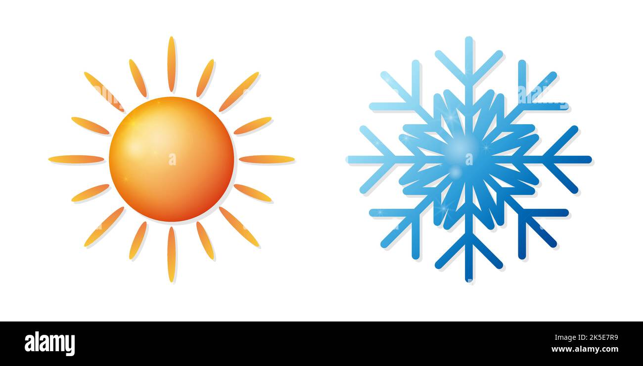 Sun and Snowflake 3D Realistic Weather Icons Stock Vector Image & Art