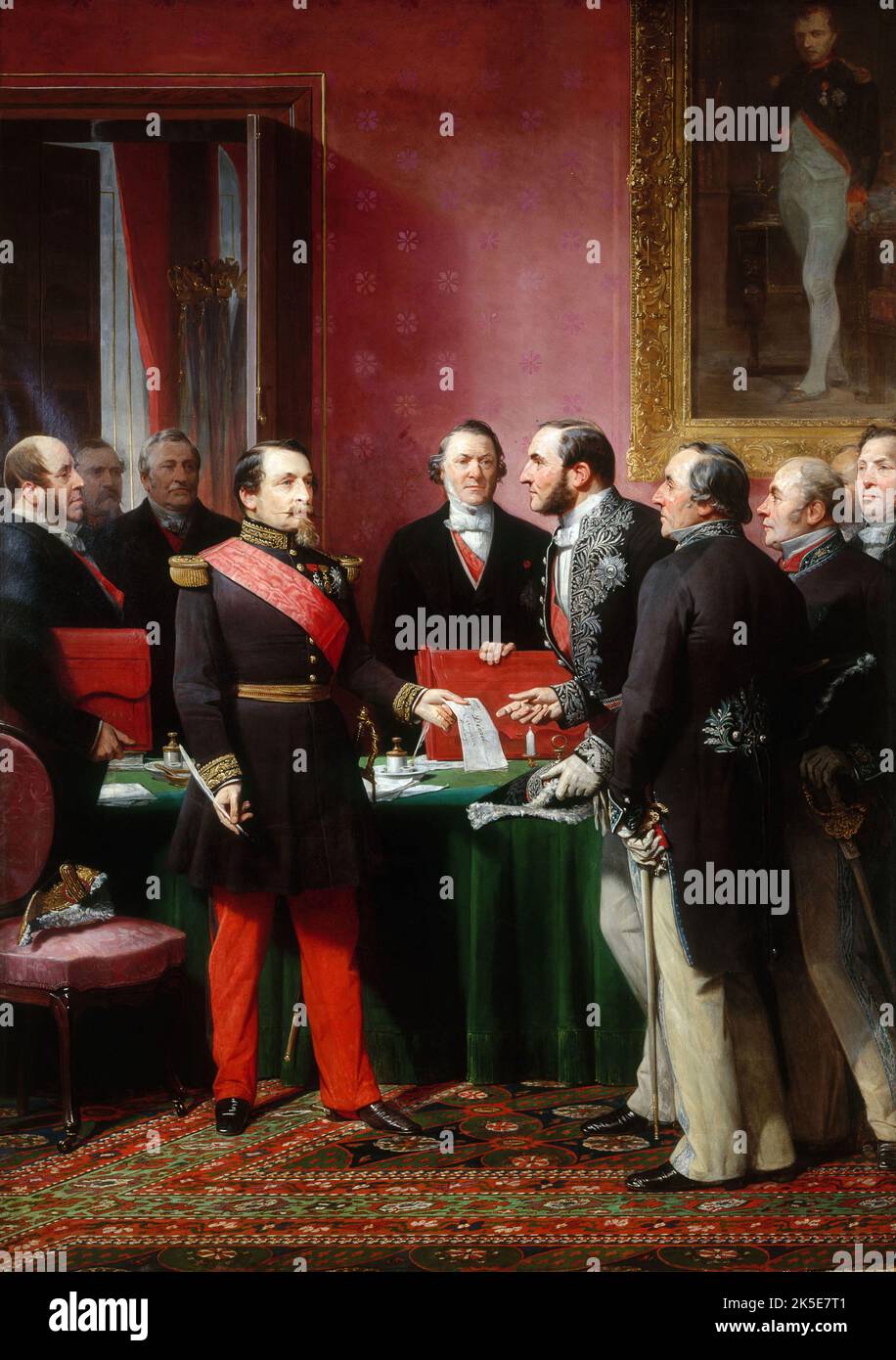 Napol&#xe9;on III remettant au baron Haussmann le d&#xe9;cret d'annexion des communes limitrophes (16 f&#xe9;vrier 1859), 1865. Stock Photo
