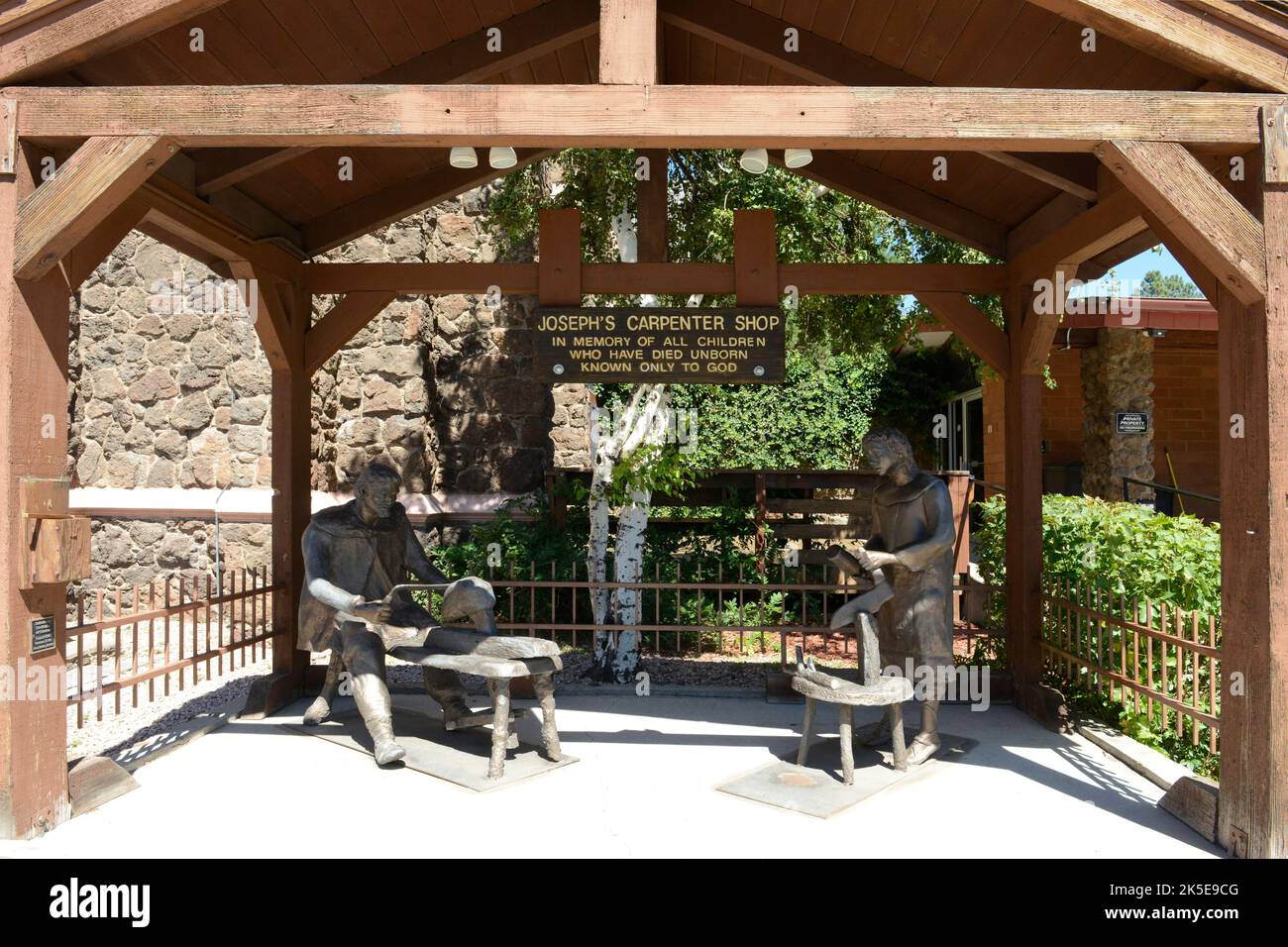 Memorial to all the children who have died unborn outside the Church of the Nativity of the Blessed on Cherry Ave in Flagstaff AZ Stock Photo