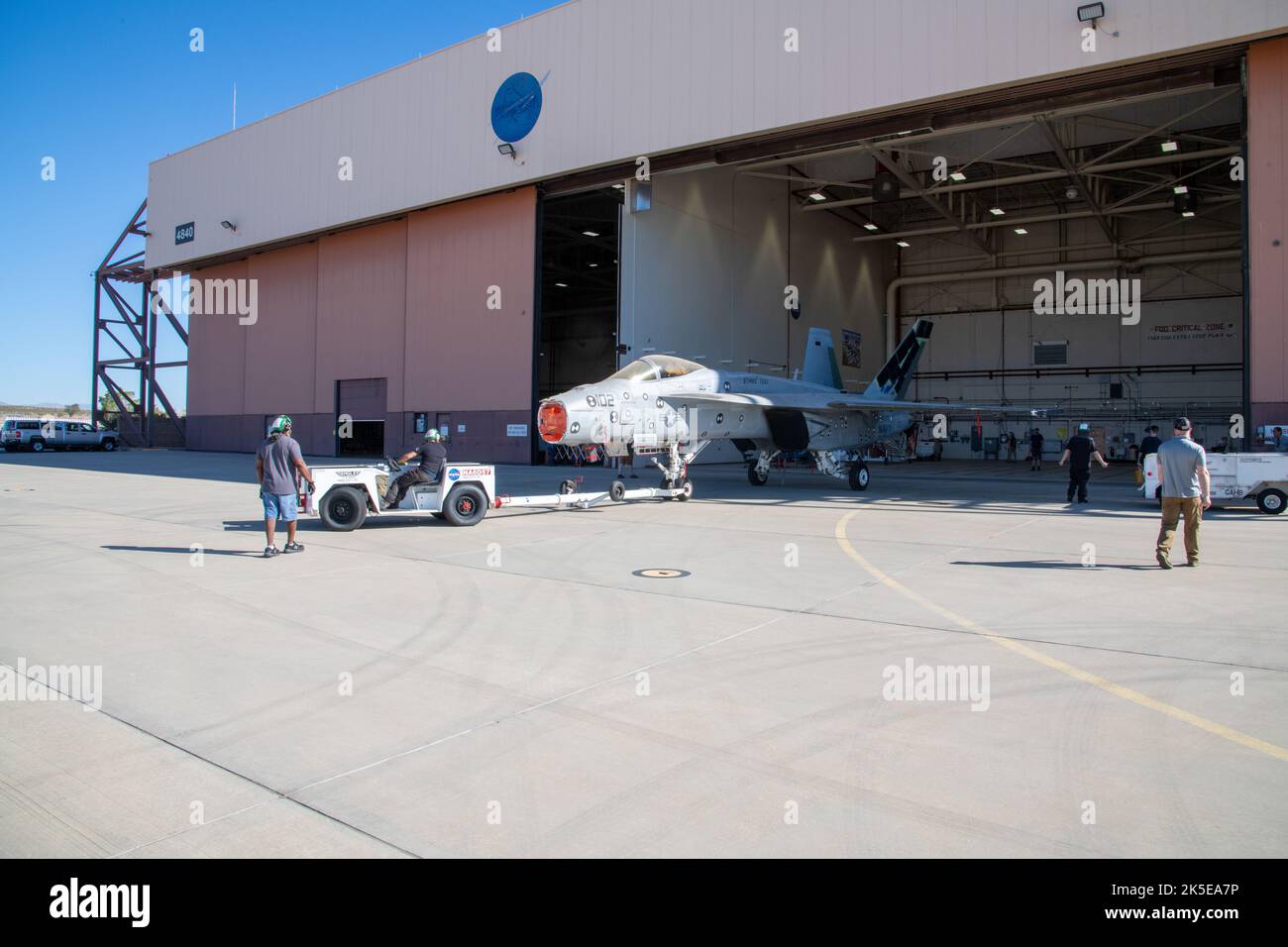 An F/A18E from the Naval Air Systems Command (NAVAIR) in Patuxent River, Maryland, is moved