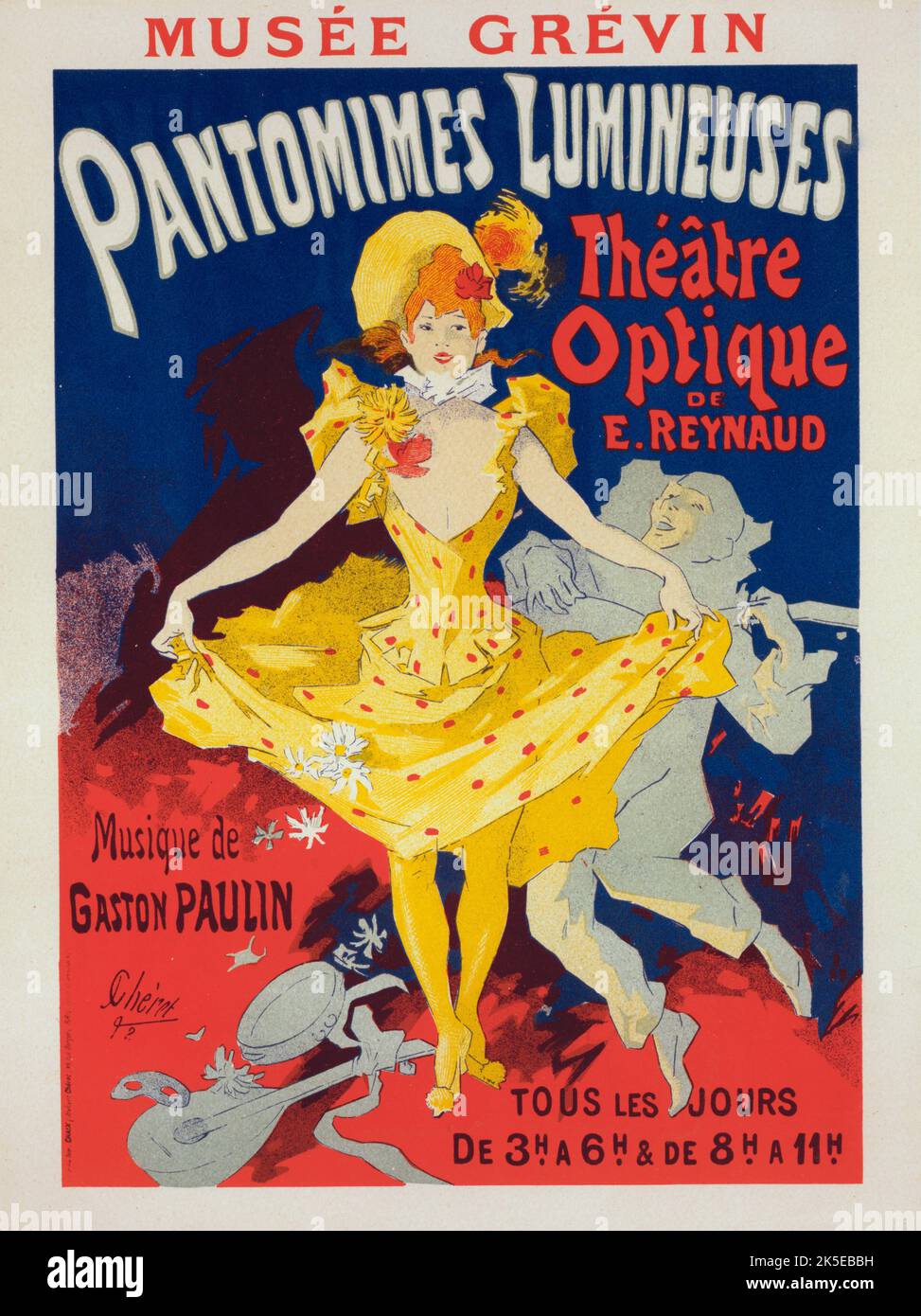 Affiche pour le Mus&#xe9;e Gr&#xe9;vin, &quot;Pantomimes lumineuses&quot;., c1896. [Publisher: Imprimerie Chaix; Place: Paris] Stock Photo