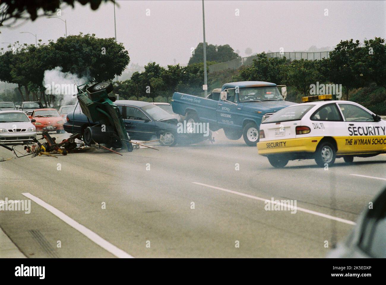 FREEWAY CRASH SCENE, CELLULAR, 2004 Stock Photo