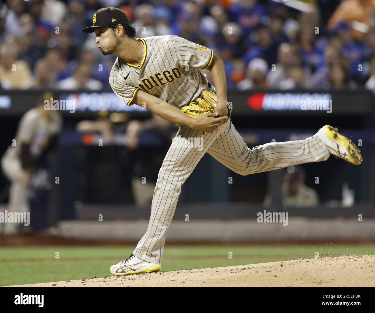 San Diego Padres' Yu Darvish, left, poses for a photo with