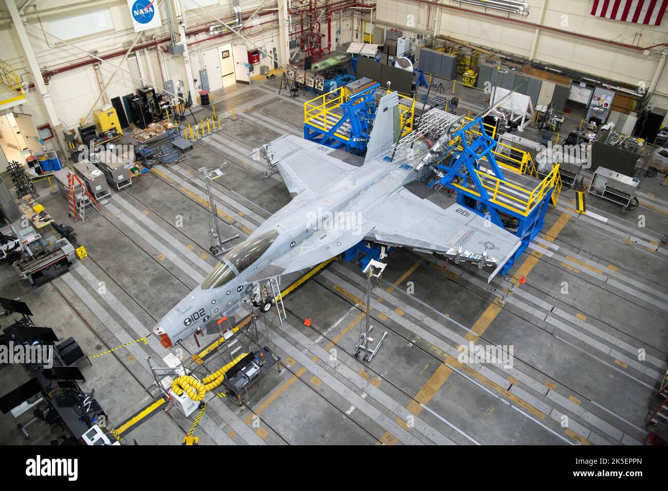 This View From Above Shows The Vertical Tail Loads Testing On A Navy F 