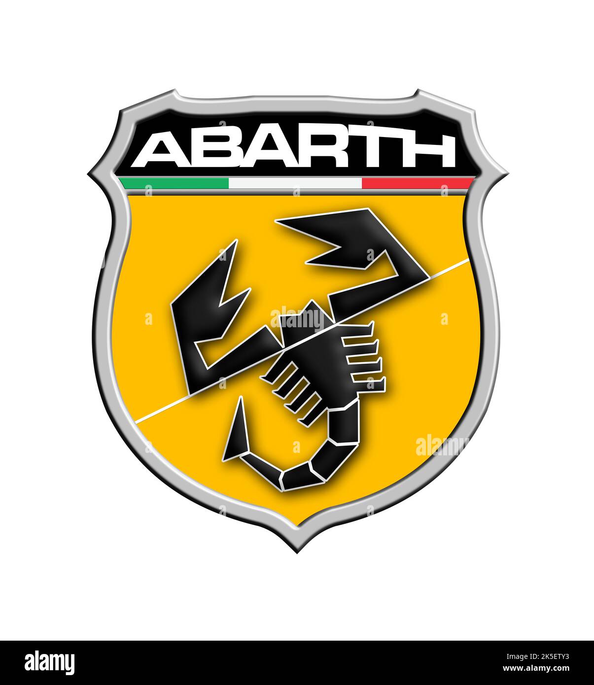Abarth logo rivisitato sfondo Giallo Modena Stock Photo
