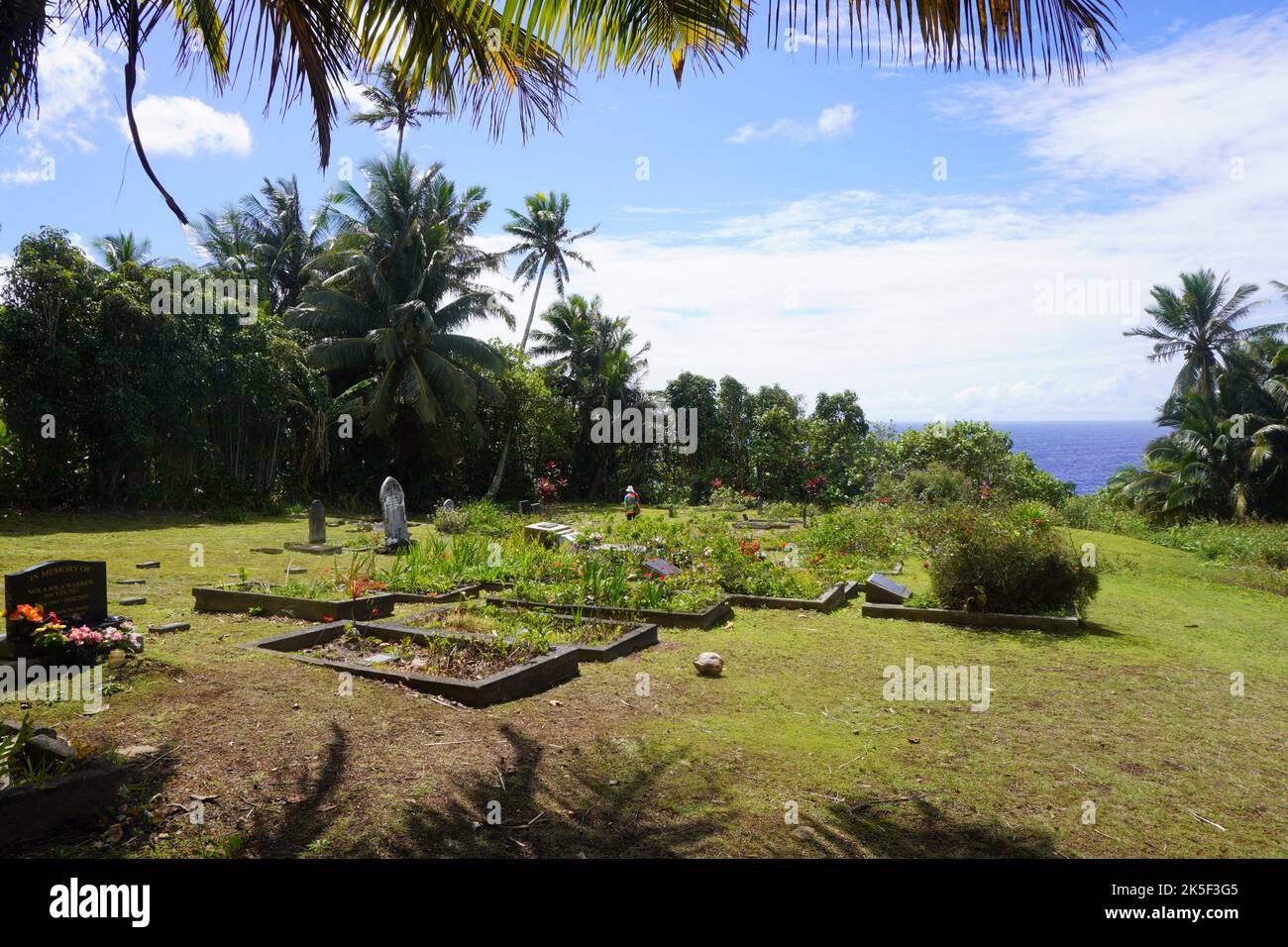 Idyllic Pitcairn Island Cemetery Stock Photo