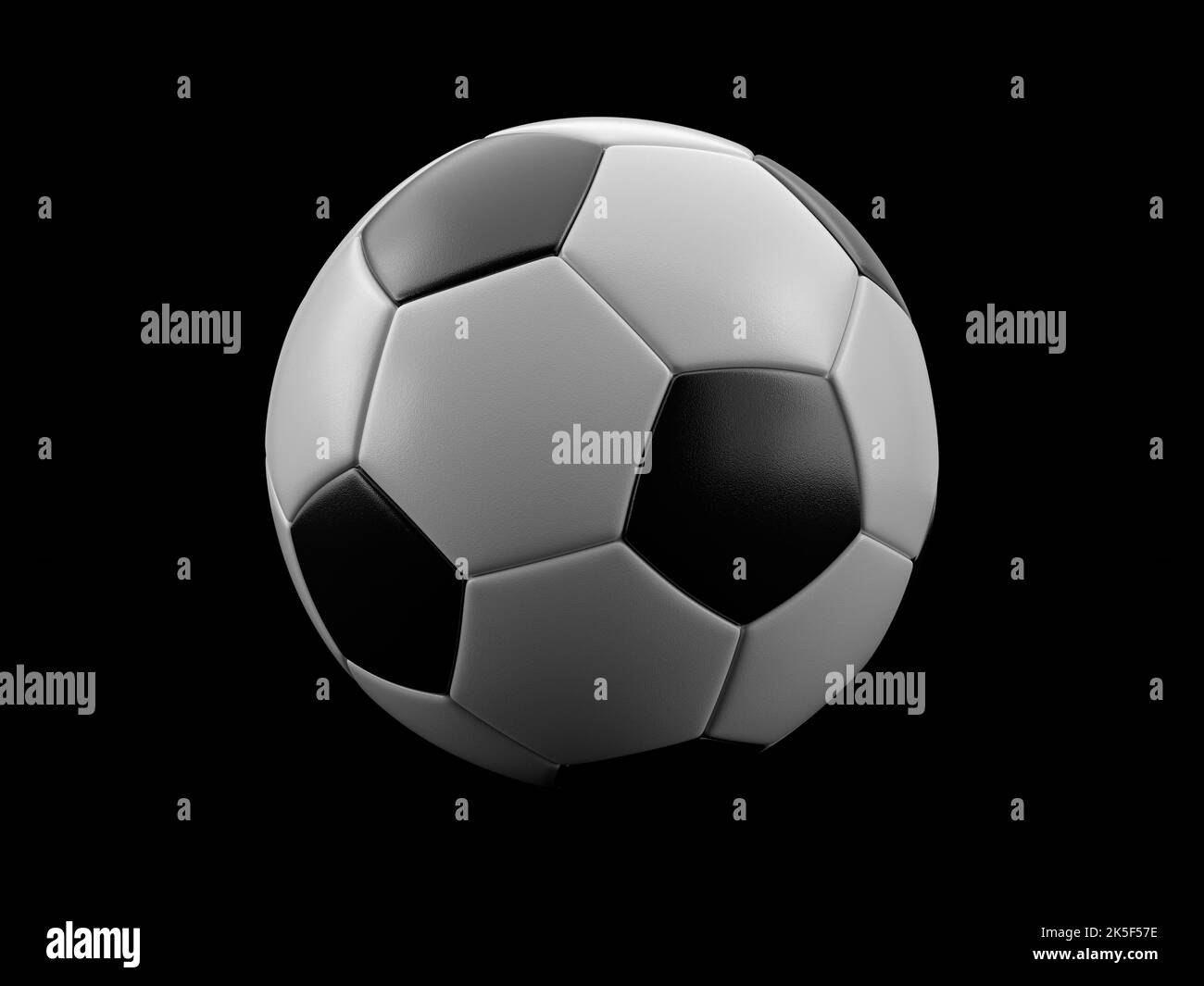 Soccer ball on a black background. 3d illustration Stock Photo - Alamy