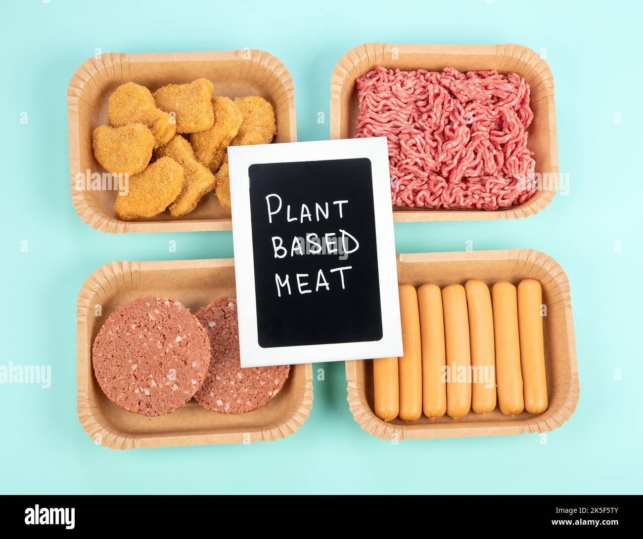 Variety of plant based meat. Plant based vegetarian alternative meat ...