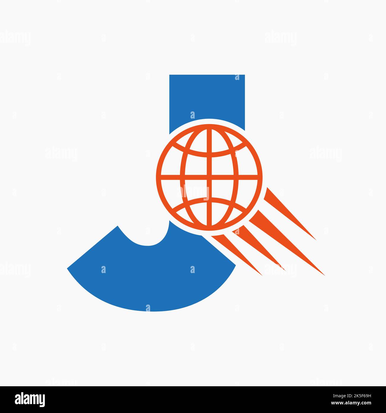 Letter J Global Logo Concept With Moving World Icon. Global Logotype