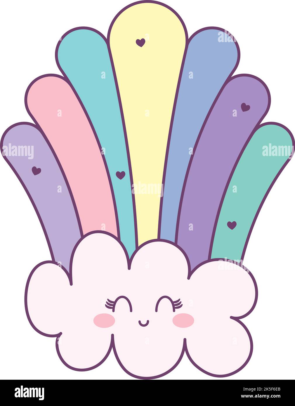 happy cloud with rainbow Stock Vector Image & Art - Alamy