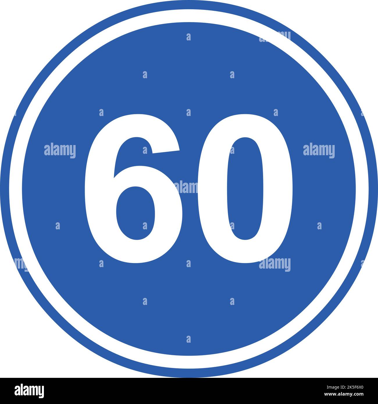 Vector illustration of minimum speed traffic sign, 60 kmh (sixty kilometers per hour) Stock Vector