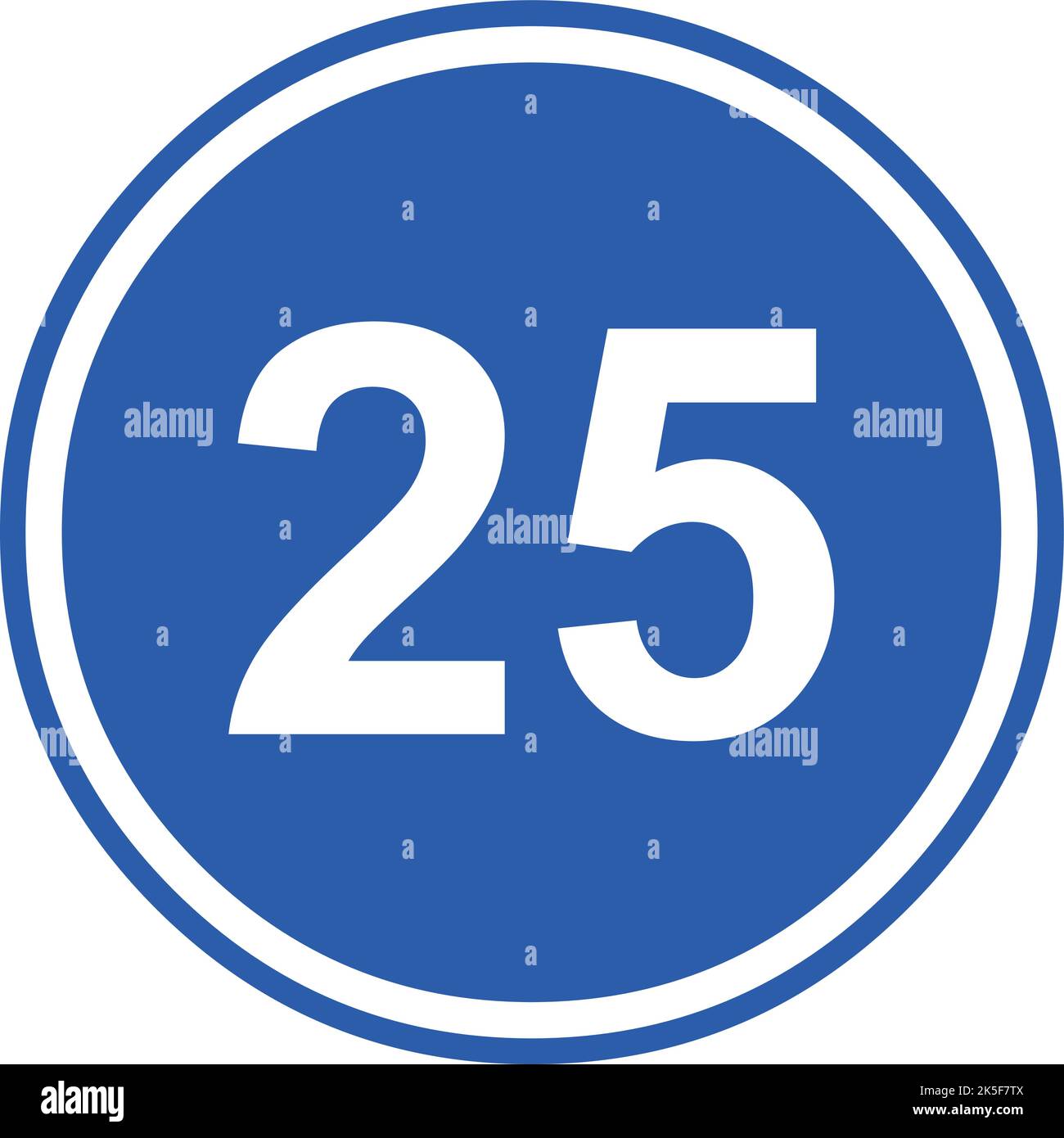 Vector illustration of minimum speed traffic sign, 25km (twenty five kilometers per hour) Stock Vector